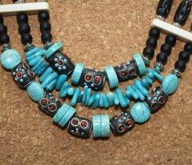 Southwestern Turquoise and Bone Necklace