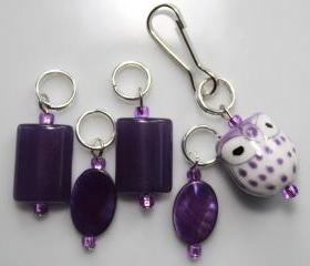 Purple Owl Stitch Markers