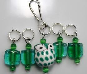 Green Owl Stitch Markers